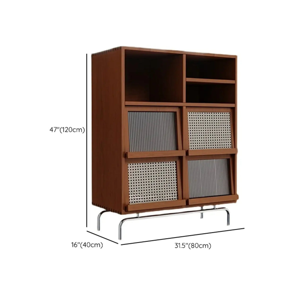 Meuble d'appoint pour salon, en bois brun et pieds en métal