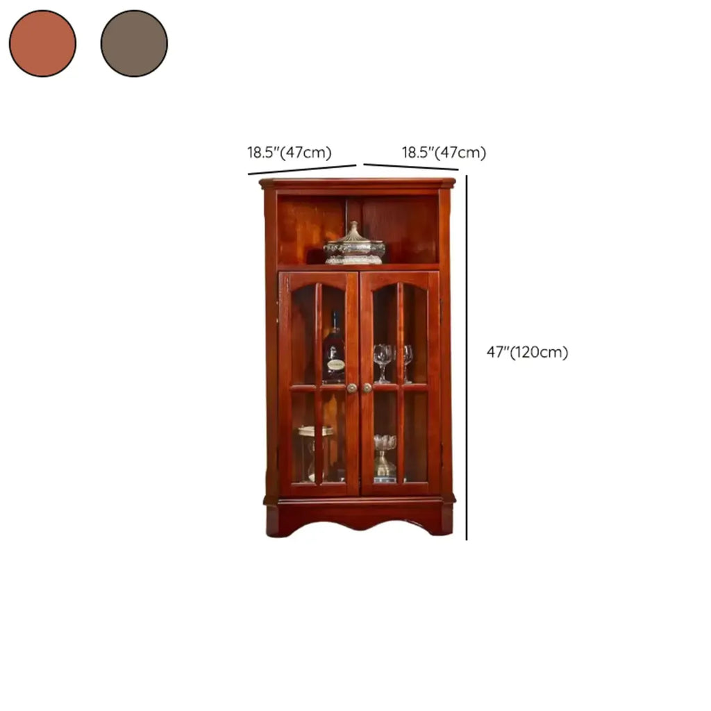 Meuble d'angle de rangement classique avec portes vitrées et étagère