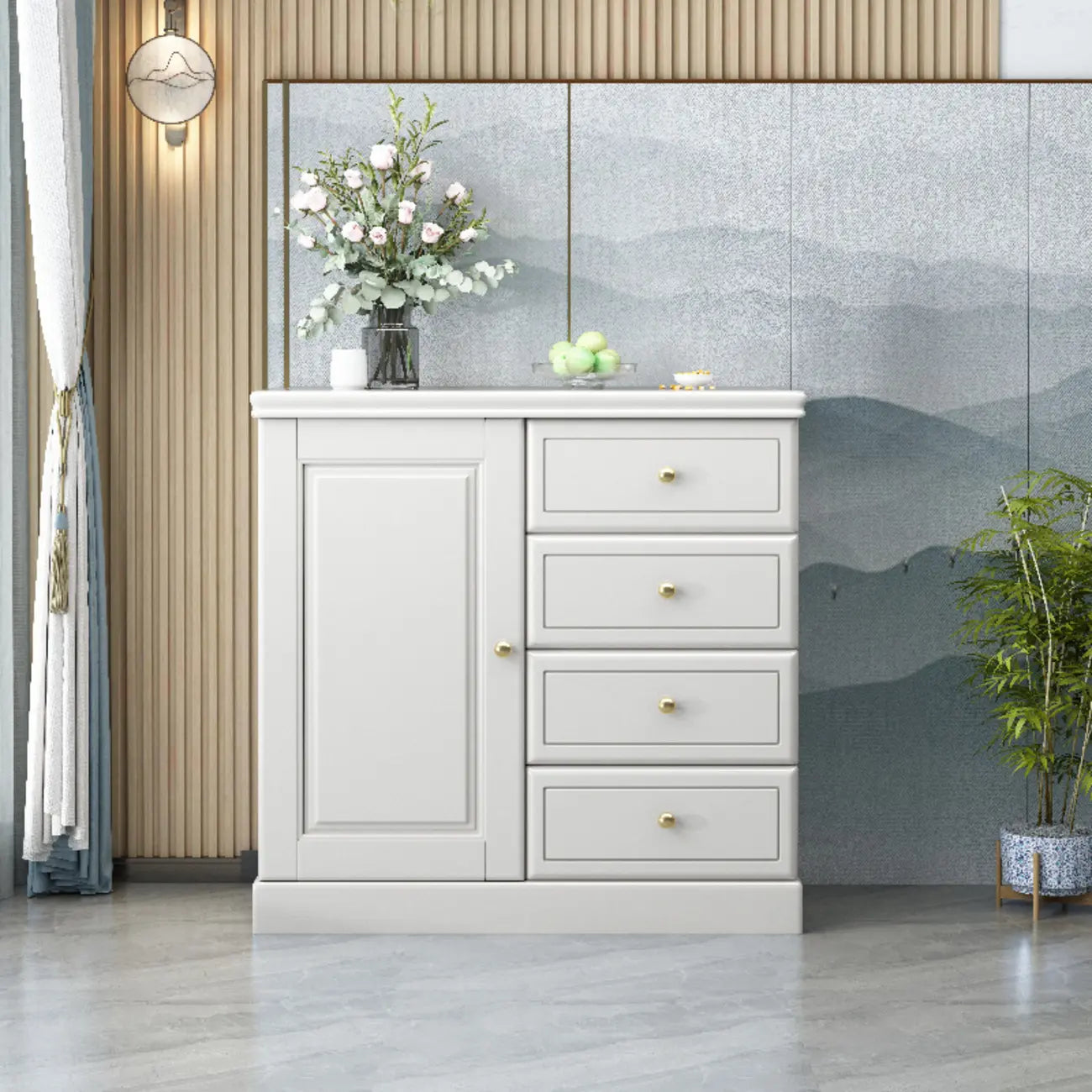 Grand meuble de rangement moderne et polyvalent en bois gris