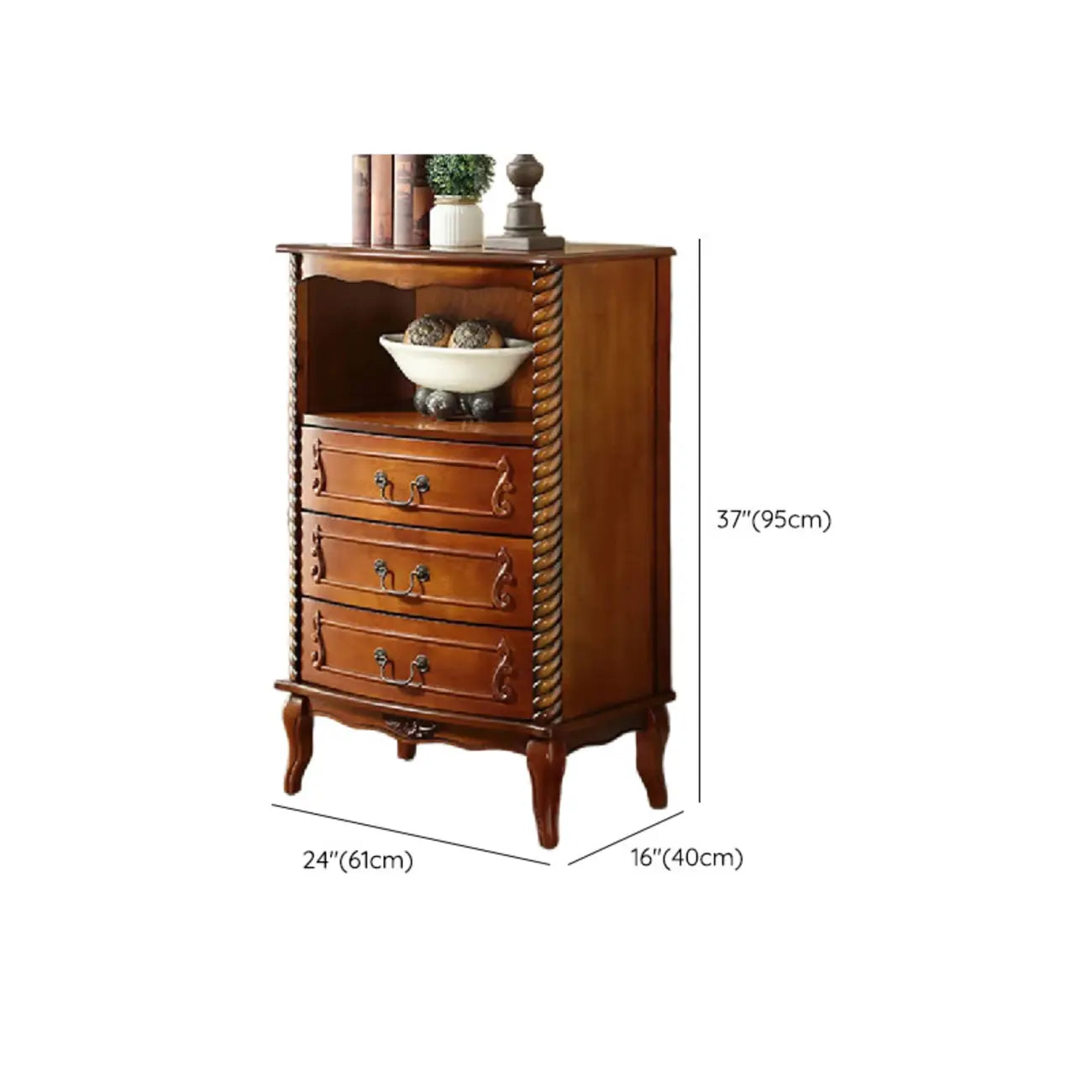 Meuble d'appoint en bois massif de style Mid-Century pour le rangement de la chambre