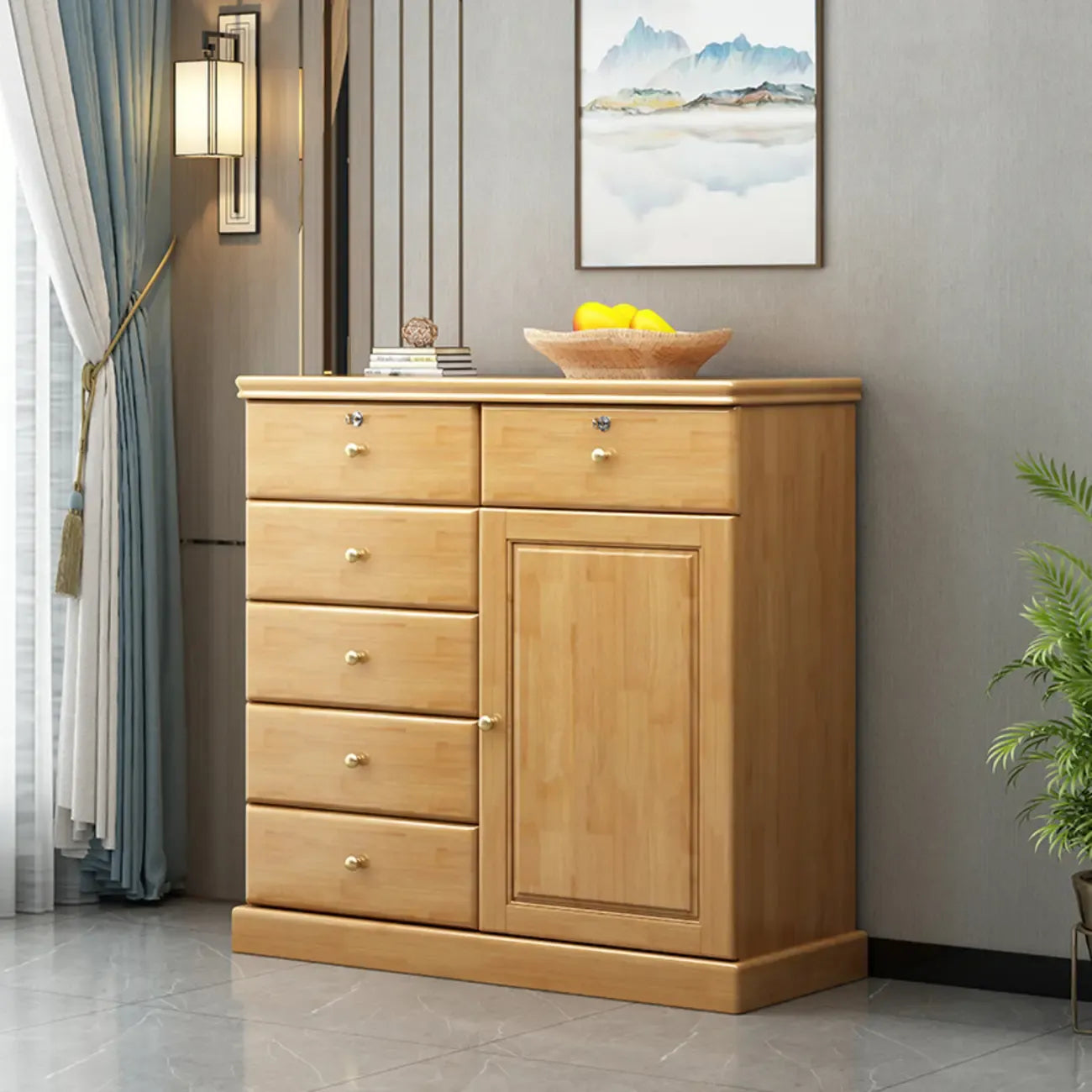 Grand meuble de rangement moderne et polyvalent en bois gris