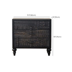 Meuble rectangulaire en bois noir vieilli sculpté de style Mid-Century