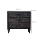 Meuble rectangulaire en bois noir vieilli sculpté de style Mid-Century