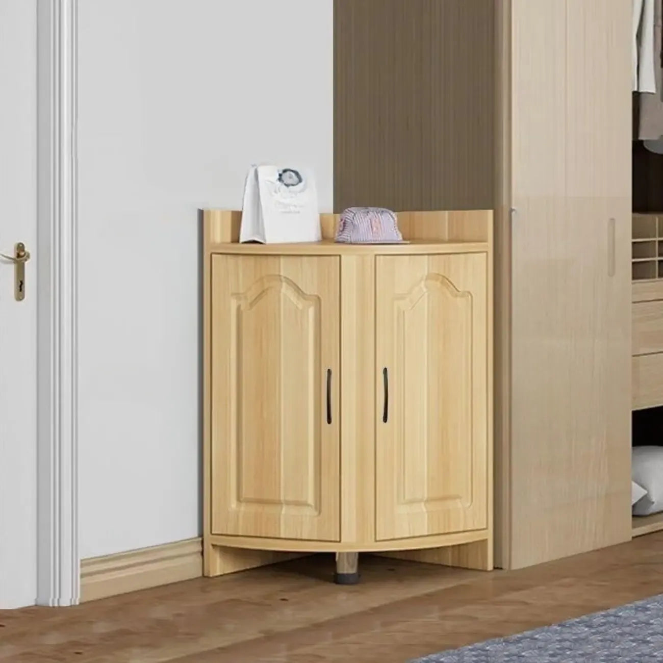 Armoire de rangement d'angle classique en bois recyclé