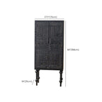 Meuble rectangulaire en bois noir vieilli sculpté de style Mid-Century