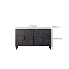 Meuble rectangulaire en bois noir vieilli sculpté de style Mid-Century