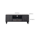 Meuble rectangulaire en bois noir vieilli sculpté de style Mid-Century