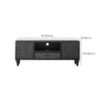 Meuble rectangulaire en bois noir vieilli sculpté de style Mid-Century