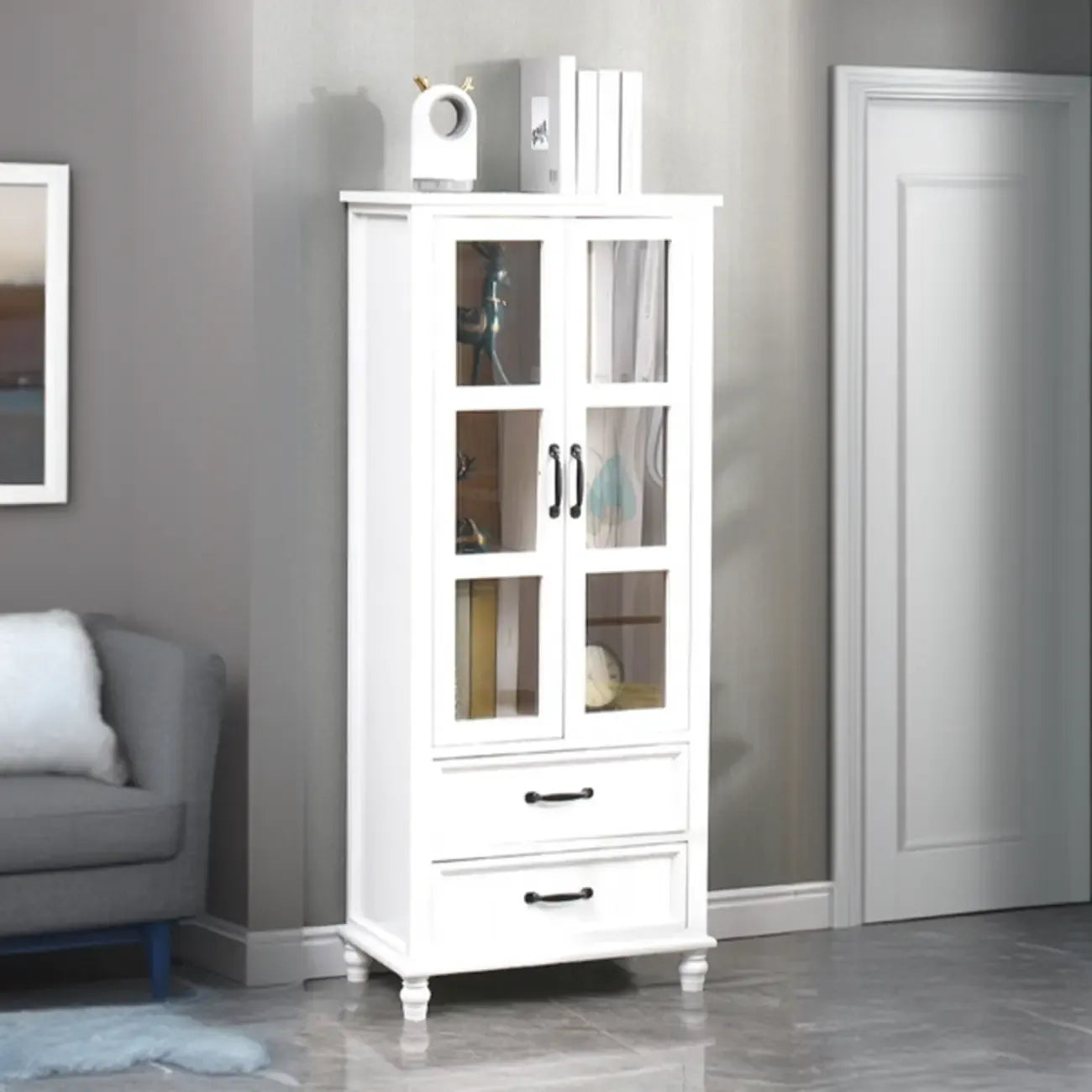 Meuble indépendant en bois massif blanc avec tiroirs