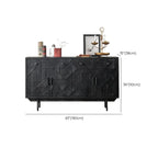 Meuble rectangulaire en bois noir vieilli sculpté de style Mid-Century