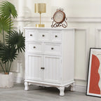 Meuble d'appoint rustique en bois blanc avec plusieurs tiroirs