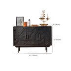 Meuble rectangulaire en bois noir vieilli sculpté de style Mid-Century
