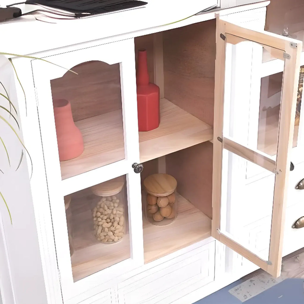 Meuble indépendant en bois massif blanc avec tiroirs