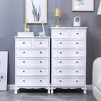 Meuble d'appoint rustique en bois blanc avec plusieurs tiroirs