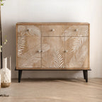Meuble de salon en bois de style campagnard français avec motifs de feuilles
