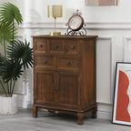 Meuble d'appoint rustique en bois blanc avec plusieurs tiroirs