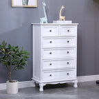 Meuble d'appoint rustique en bois blanc avec plusieurs tiroirs