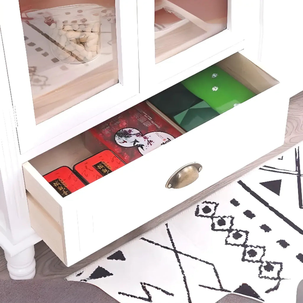 Meuble indépendant en bois massif blanc avec tiroirs