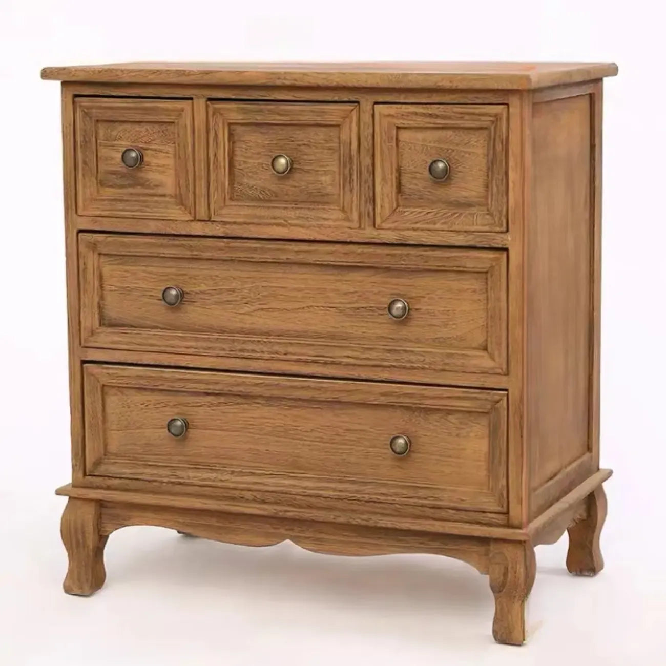 Meuble d'appoint rustique en bois blanc avec plusieurs tiroirs
