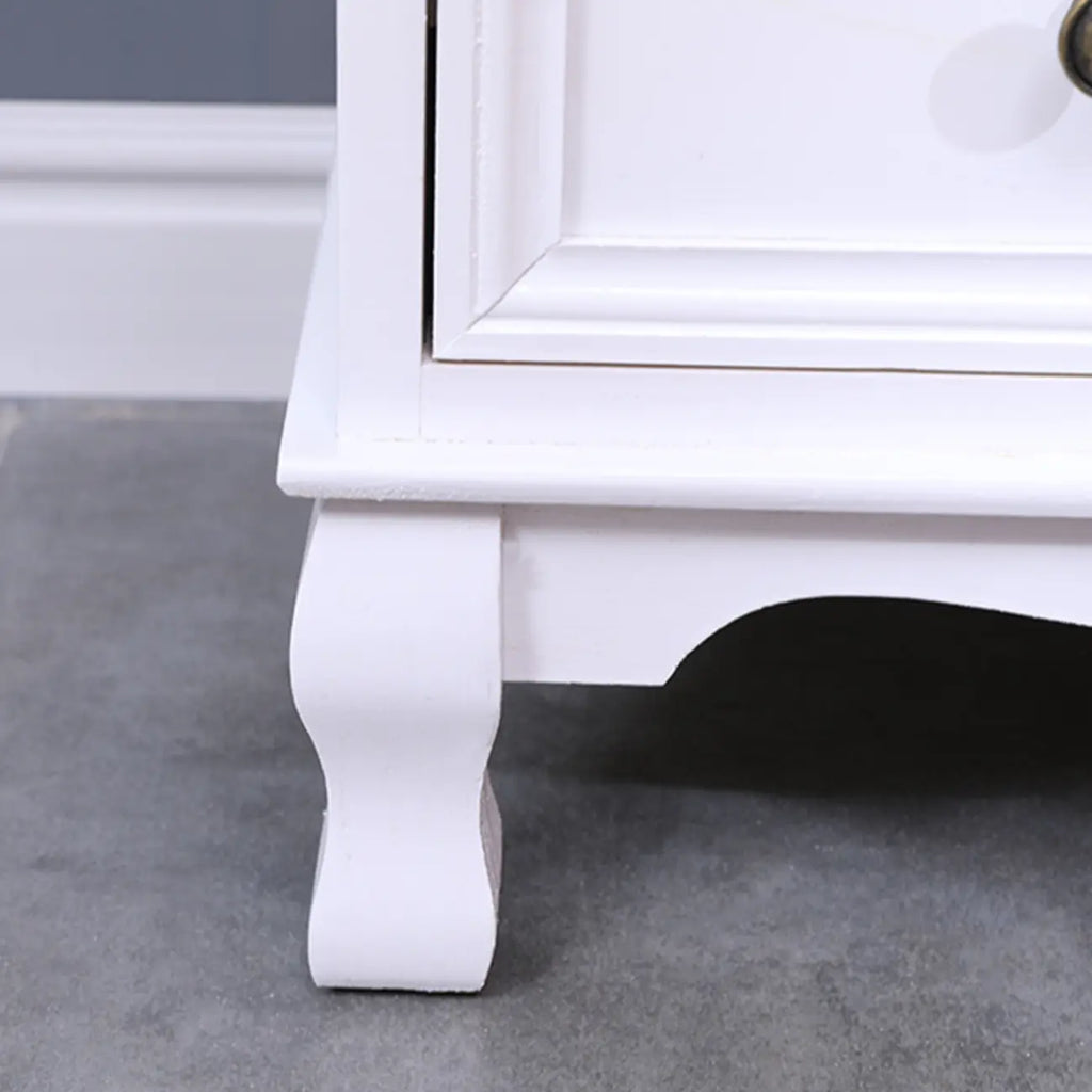Meuble d'appoint rustique en bois blanc avec plusieurs tiroirs