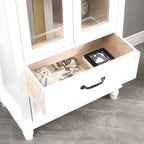 Meuble indépendant en bois massif blanc avec tiroirs