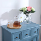 Meuble d'appoint rustique en bois blanc avec plusieurs tiroirs