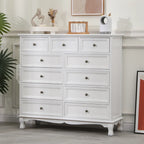 Meuble d'appoint rustique en bois blanc avec plusieurs tiroirs