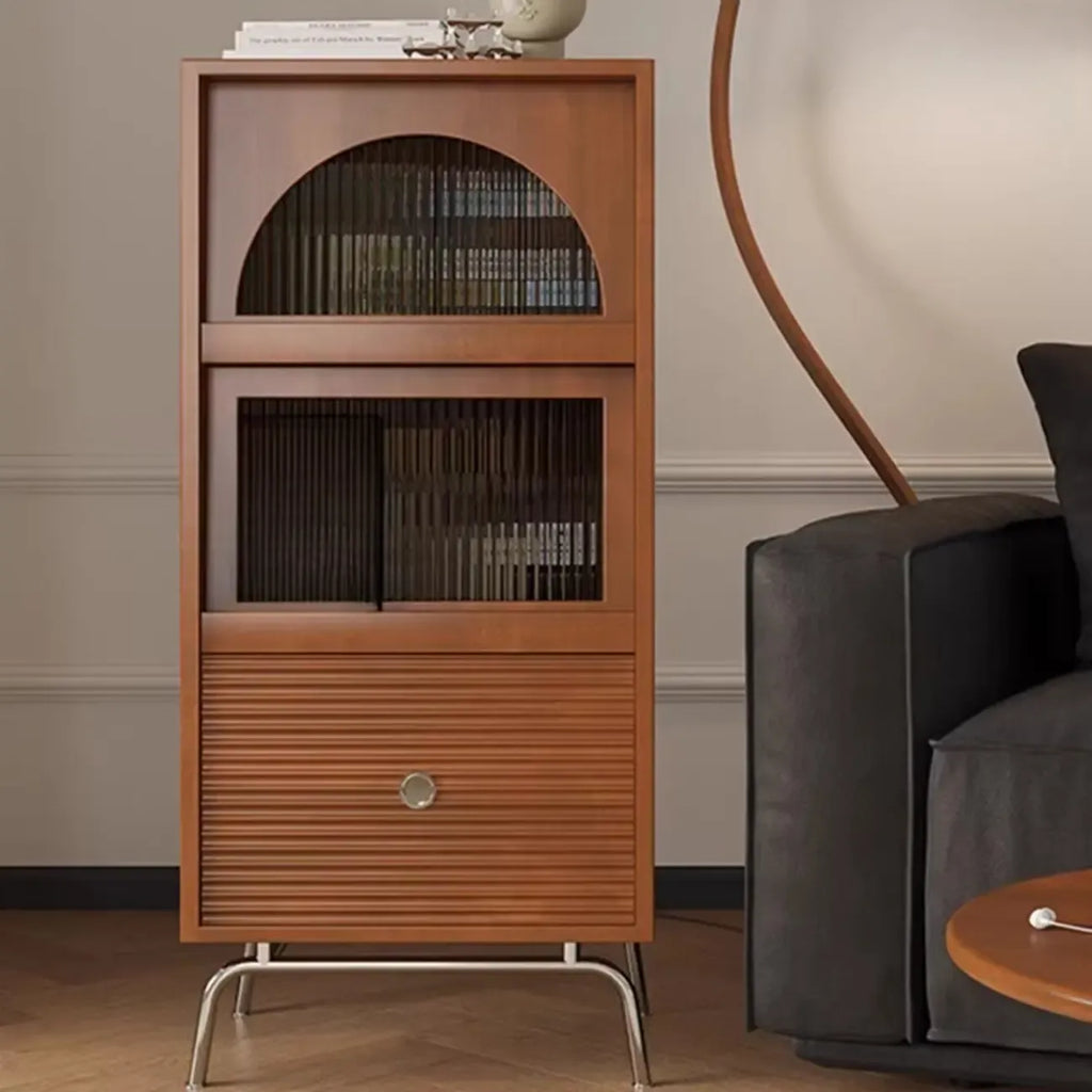 Meuble d'appoint indépendant en pin avec porte vitrée et rangement