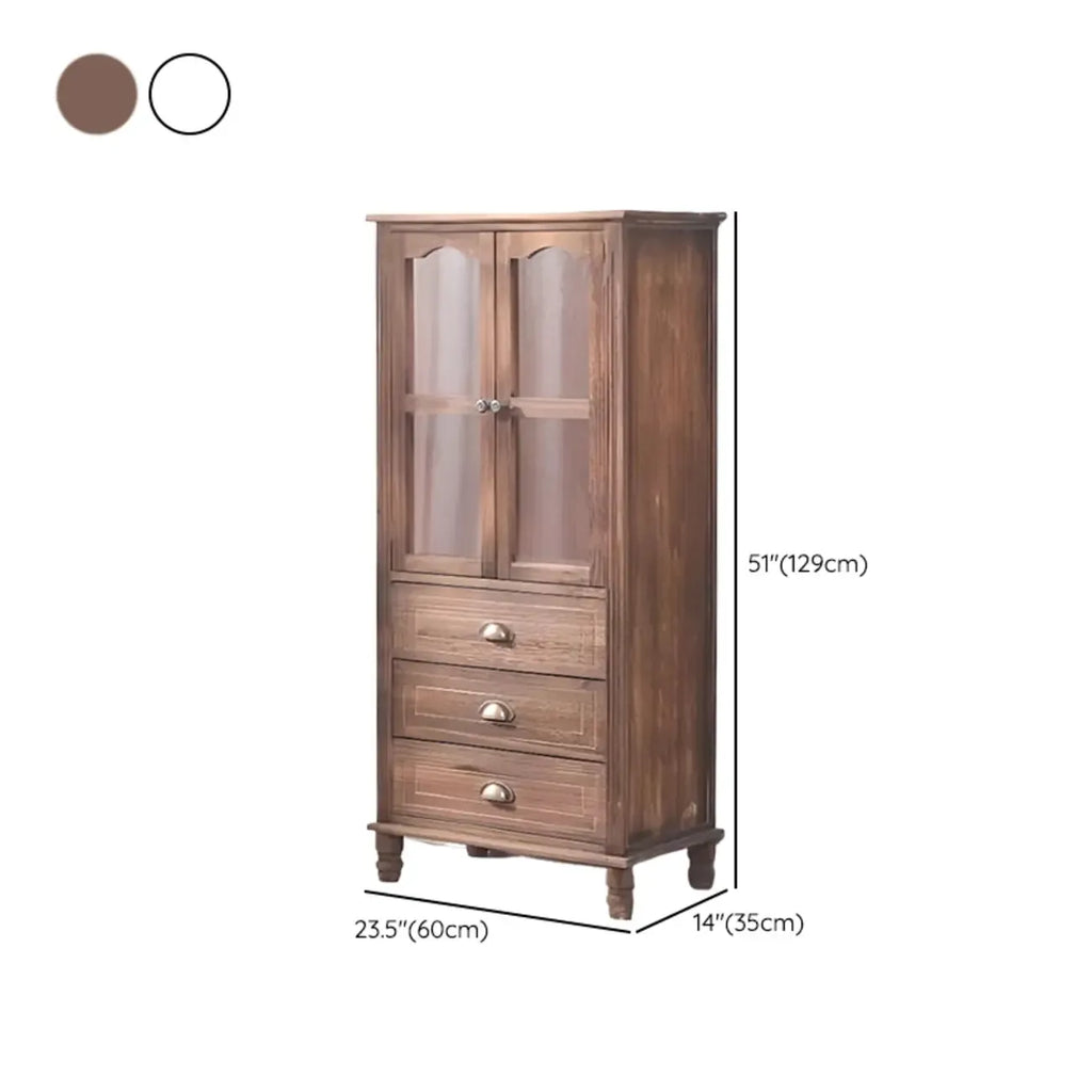 Meuble indépendant en bois massif blanc avec tiroirs