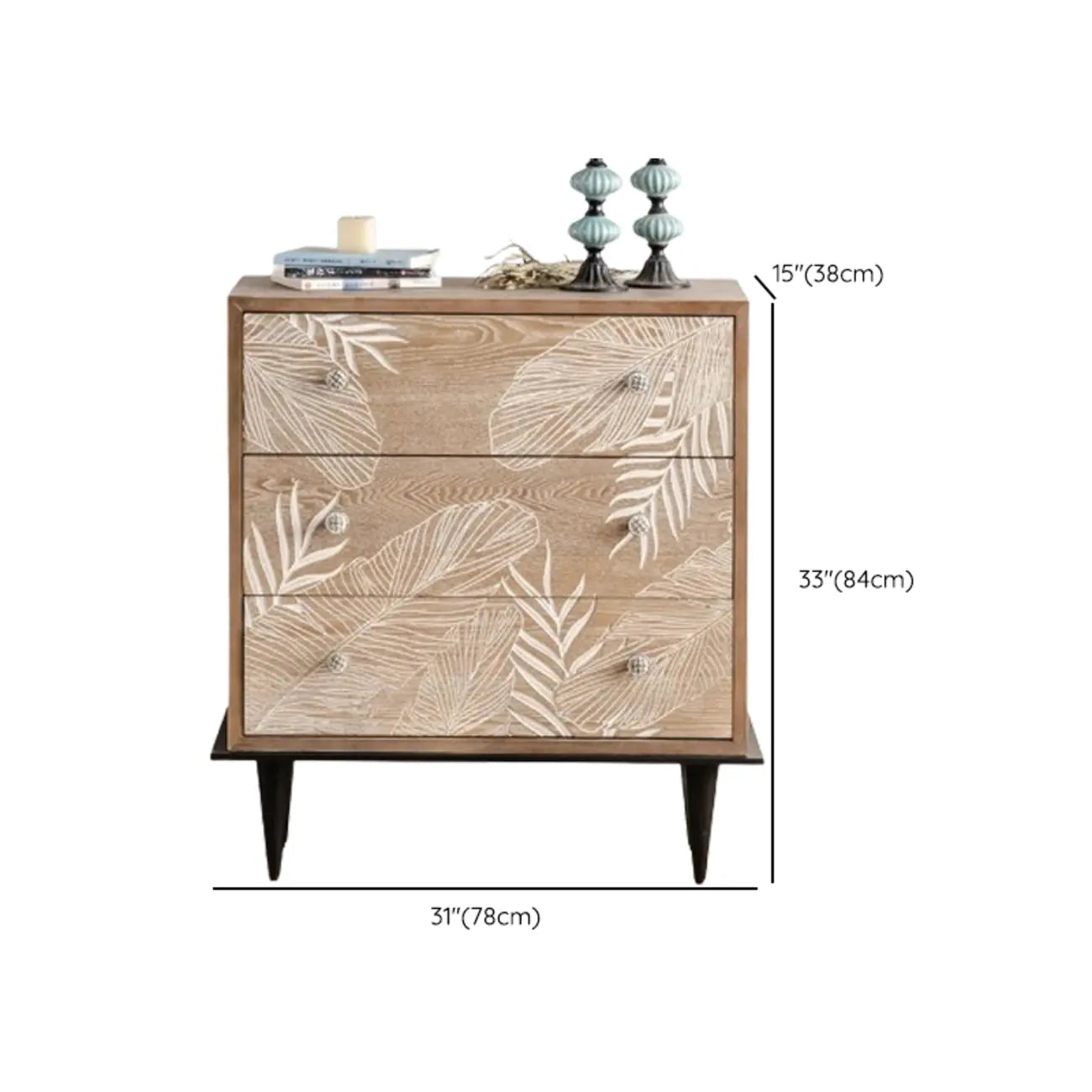 Meuble de salon en bois de style campagnard français avec motifs de feuilles