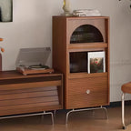 Meuble d'appoint indépendant en pin avec porte vitrée et rangement