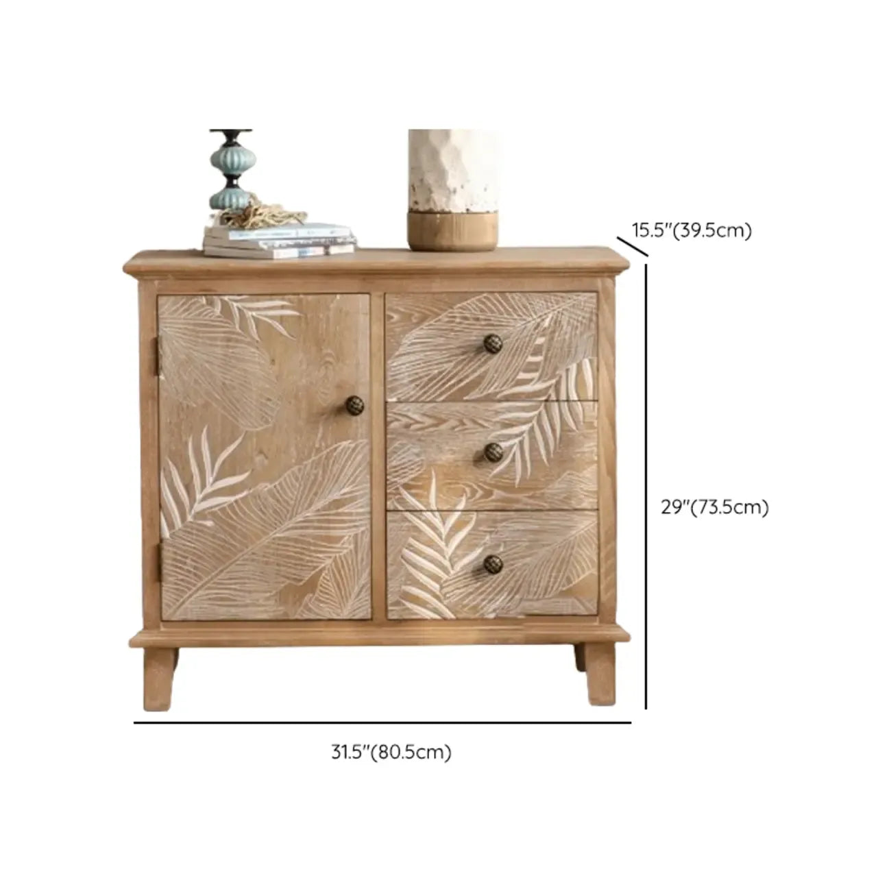 Meuble de salon en bois de style campagnard français avec motifs de feuilles