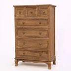 Meuble d'appoint rustique en bois blanc avec plusieurs tiroirs