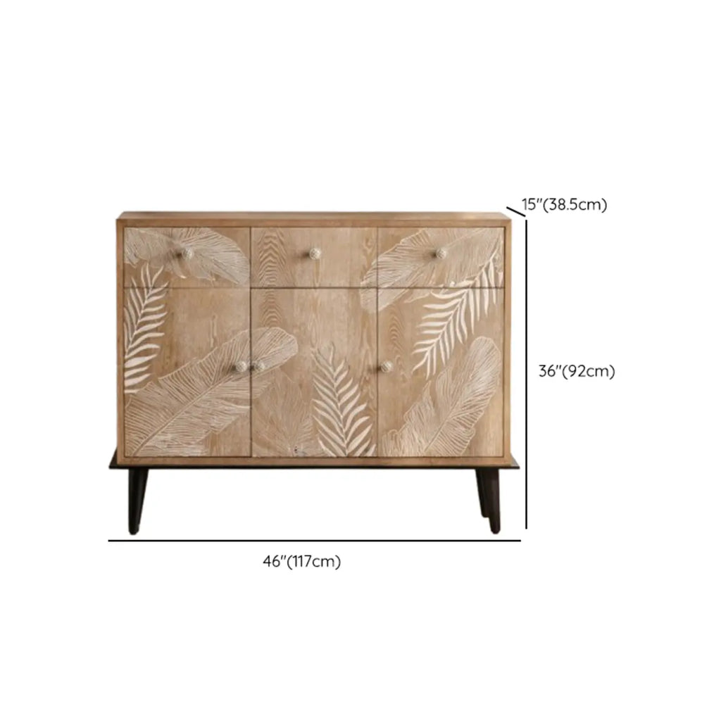 Meuble de salon en bois de style campagnard français avec motifs de feuilles