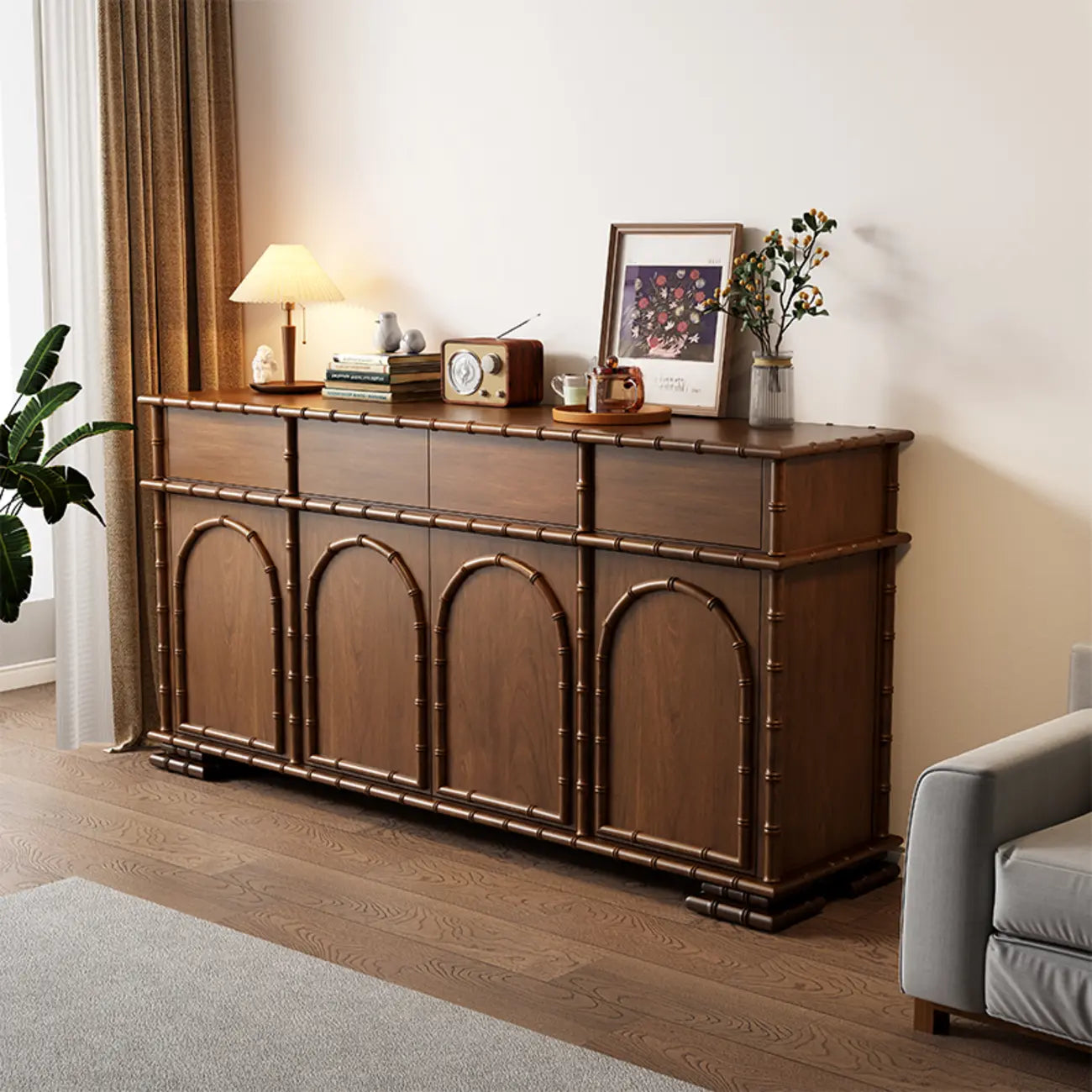 Buffet moderne en bois marron avec rangement