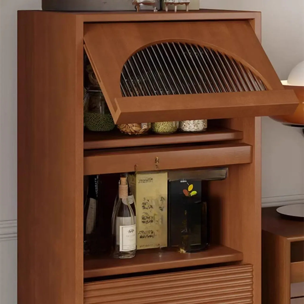 Meuble d'appoint indépendant en pin avec porte vitrée et rangement