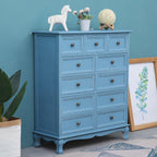 Meuble d'appoint rustique en bois blanc avec plusieurs tiroirs