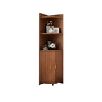 Vitrine d'angle moderne en bois brun avec grand espace de rangement
