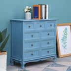 Meuble d'appoint rustique en bois blanc avec plusieurs tiroirs