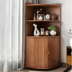 Vitrine d'angle moderne en bois brun avec grand espace de rangement