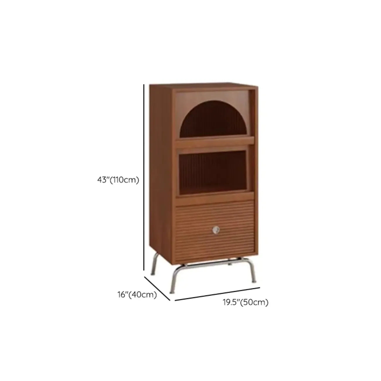 Meuble d'appoint indépendant en pin avec porte vitrée et rangement
