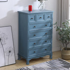 Meuble d'appoint rustique en bois blanc avec plusieurs tiroirs
