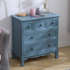 Meuble d'appoint rustique en bois blanc avec plusieurs tiroirs