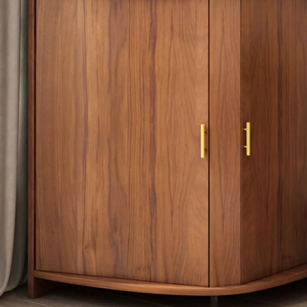 Vitrine d'angle moderne en bois brun avec grand espace de rangement