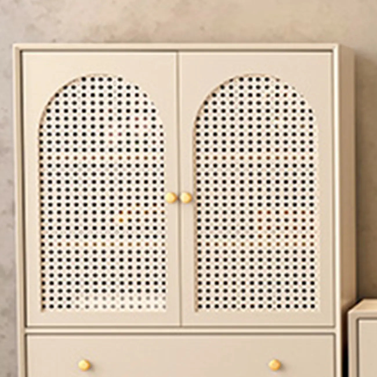 Meuble d'appoint moderne en bois massif beige avec 2 tiroirs