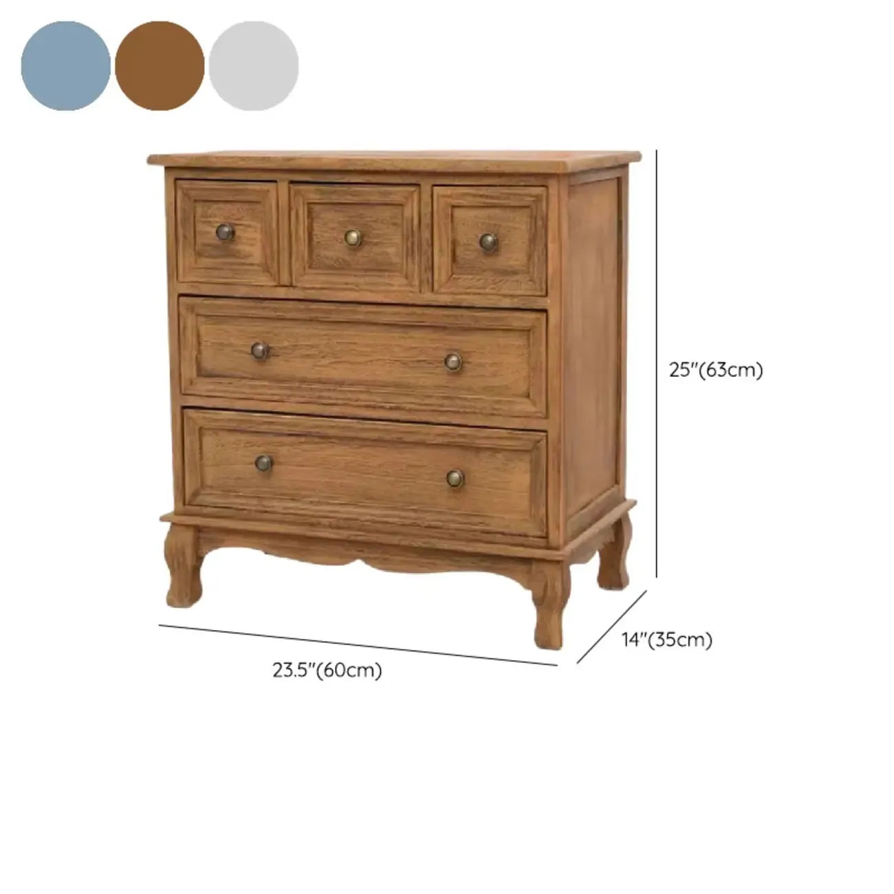 Meuble d'appoint rustique en bois blanc avec plusieurs tiroirs