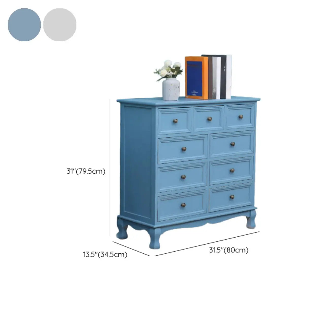 Meuble d'appoint rustique en bois blanc avec plusieurs tiroirs