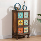 Armoire de rangement en bois brun de style campagnard français avec tiroirs