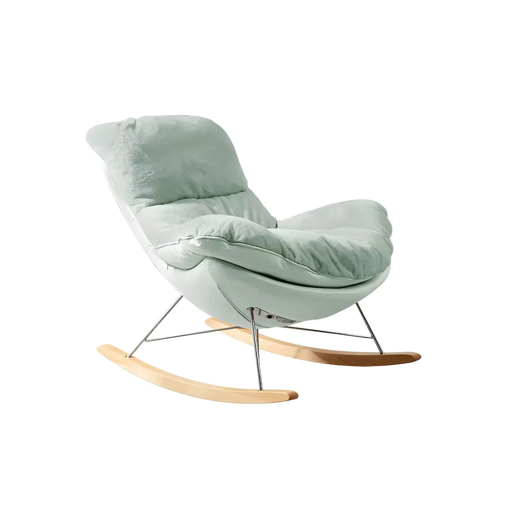 Fauteuil à bascule moderne sans accoudoirs, revêtu de flanelle, avec repose-pieds