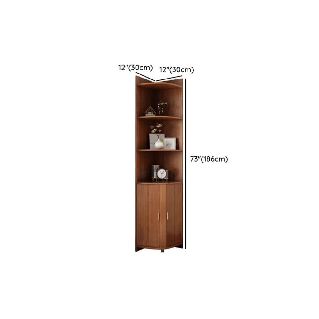 Vitrine d'angle moderne en bois brun avec grand espace de rangement